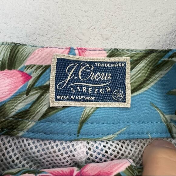 J. Crew Blue Pink Floral Print Drawstring Waist Long Board Short Men's size 34 - Picture 5 of 5